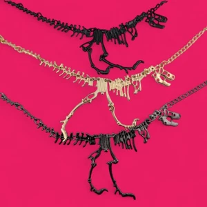 JOINTED DINOSAUR SKELETON NECKLACE fossil T-Rex Tyrannosaurus Kitschy Bib Y1 - Picture 1 of 6
