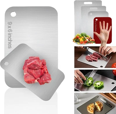 Tabla de cortar de acero inoxidable para carne, tablas de cortar de titanio de doble cara para Foto 1 de 4