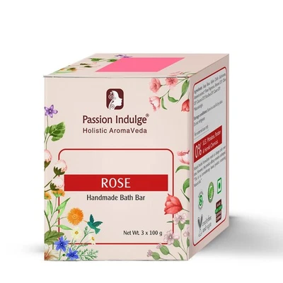 Passion Indulge Rose Handmade Bath Bar For Skin Glow 100g Each Set Of 3 - Image 1 of 4