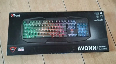 Trust Gaming Keyboard GXT 830-RW Avonn LED Illuminated USB Preowned Working - Image 1 of 4