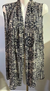 Chaleco Susan Graver Mujer Semi Transparente Largo 3X Azul Gris Drapeado 2 Bolsillos - Imagen 1 de 5