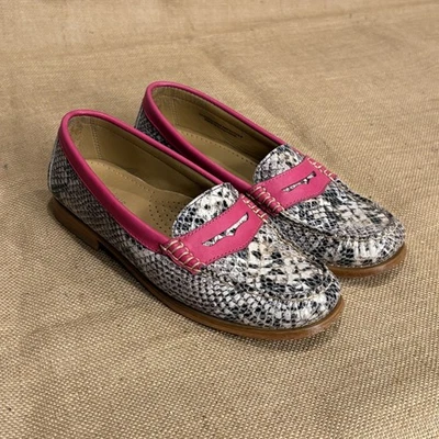 Туфли женские Bass Weejuns 8 розовые змеиные мокасины пенни кожаные без шнурков ручной работы - Изображение 1 из 4