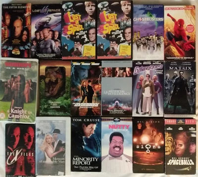 18 VHS Sci Fi Suspense 5th Element Ghostbusters Spiderman Lost in Space Knight - Image 1 of 4
