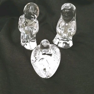 Vintage Waterford Crystal Holy Family Miniature Nativity 3 Piece Set - Afbeelding 1 van 12