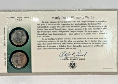 Maryland Quarter Dollars "Manly Deeds, Womanly Words" 1788 Constitution SEALED - Image 1 of 4