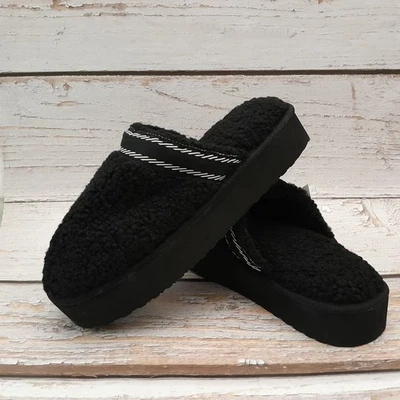 Black Teddy Fleece Clog Slippers for Women from Joyspun - Image 1 of 4