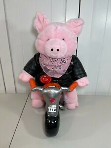 💜 Build A Bear Pink Pig Hog w/ Imitation Leather & Harley Motorcycle 💜 Sound