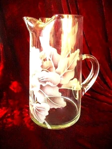1950'S MCM  SANDBLASTED HIBISCUS PITCHER BY DOROTHY THORPE - CALIFORNIA - HAWAII - Picture 1 of 5