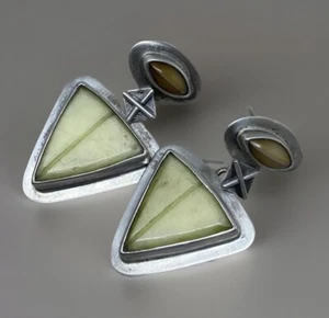 JANICE LEE RIPLEY JLR Handmade Yak Bone 925 Sterling Drop Post Earrings 7.4 - Picture 1 of 10