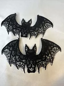 2er-Pack schwarze Spitze Fledermaus Applikationen 6"" Halloween Design Kleidung Aufnäher GÜNSTIGSTER PREIS - Bild 1 von 11