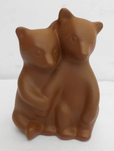 Pigeon Forge Pottery Chocolate Brown Bear Cubs Matte Figurine Signed Tennessee - Picture 1 of 3