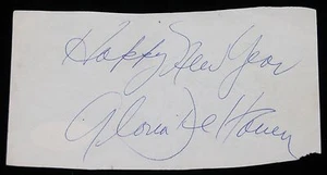RARE SIGNED HAPPY NEW YEAR GLORIA DeHAVEN CUT AUTO AUTOGRAPH JSA COA AUTOGRAPHED - Picture 1 of 1
