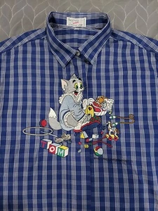 EMMANUEL SCHVILI Tom N Jerry Animation Embroidery Shirt Mens 48 XL Excellent - Picture 1 of 9