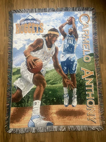 Northwest Carmello Anthony #15 Denver Nuggets NBA Woven Tapestry Throw RARE NOS Cover
