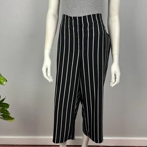 Jacqui E Size 16 Crop Pants Wide Leg Culottes Black White Stripe Pockets Women - Bild 1 von 12
