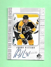 98-99 SP Authentic SOTT SIGN OF THE TIMES AUTO Card # JA JASON ALLISON BOSTON 