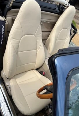 Fundas de asiento deportivas de cuero sintético Mazda Miata MX-5 NB8 1998-2000 beige claro Foto 1 de 2