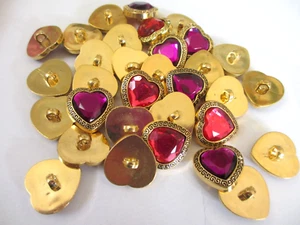 Pink and Purple Plastic Heart Shaped Shank Back Buttons - 50 pieces - Picture 1 of 4