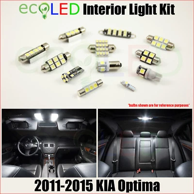 Kit de paquete de accesorios de luz interior LED blanca para Kia Optima 2011-2015 9 bombillas Foto 1 de 4