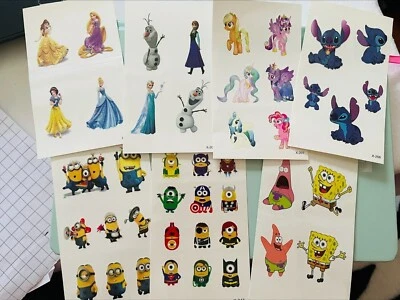 CANDYBARBOUTIQUE TEMPORARY TATTOO Frozen Despicable Me Disney Princess My Little Ponies Temporary Tattoo