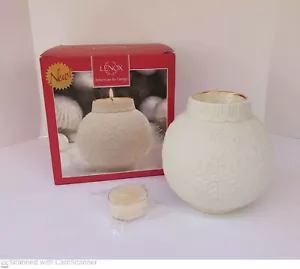 Candela Lenox Ornamentale Luminosa Fiocco di Neve Rotolo Votiva Porcellana Biscotto Natale - Foto 1 di 2