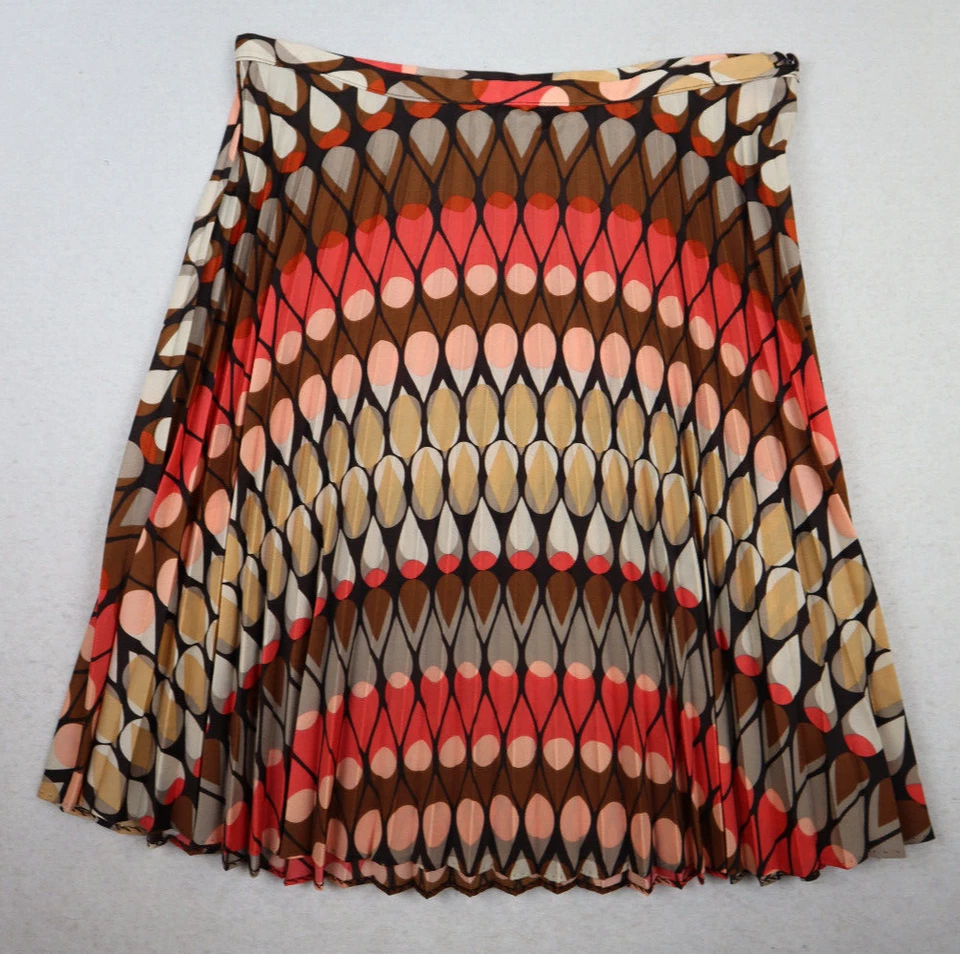 LILY 白色 - 女士珊瑚和棕色印花百褶裙 - M 码 — 第 1/4 张图片