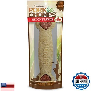 Pork Chomps Dog Chew, 7-inch Crunchy Bone, Bacon Flavor, 1 Count - Picture 1 of 4