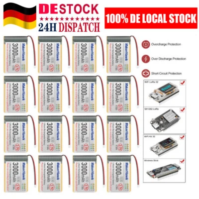 3000mAh 3.7V Lithium Battery 3C with Micro JST 1.25 Plug for Drone RC ESP32 NEW - Bild 1 von 4