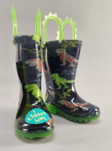 Western Chief Lighted Kids Rain Boots Sz 5 Blue/Green Dinosaurs -- NEW  - Picture 1 of 11