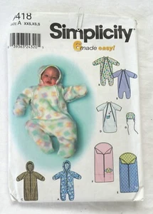 SIMPLICITY SEWING PATTERN 9418 FOR BABY BUNTING, BLANKET WRAP AND ALL-IN-ONE - Picture 1 of 2