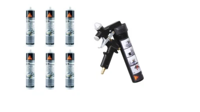 6x Sikaflex 529 Evolution, Nahtabdichtung f. Karosserie, schwarz + Spraygun - Bild 1 von 4