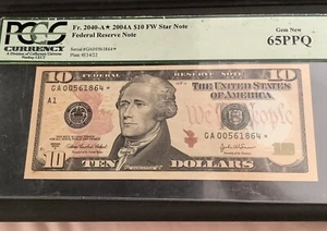 2004A $10 Federal Reserve Note BOSTON. 65PPQ STAR  low serial - Picture 1 of 2