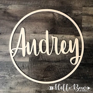 WOODEN RING / HOOP - Personalised Name sign - 60cm wide, partys & events decor - Picture 1 of 12