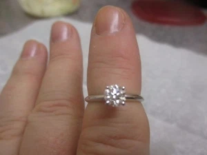14K WHITE GOLD DIAMOND ENGAGEMENT RING WITH ROUND CENTER STONE; SOLITAIRE  - Picture 1 of 6