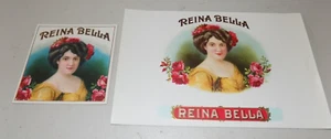 CIGAR BOX LABEL PAIR, Inner/Outer, REINA BELLA / Free Shipping - Picture 1 of 1