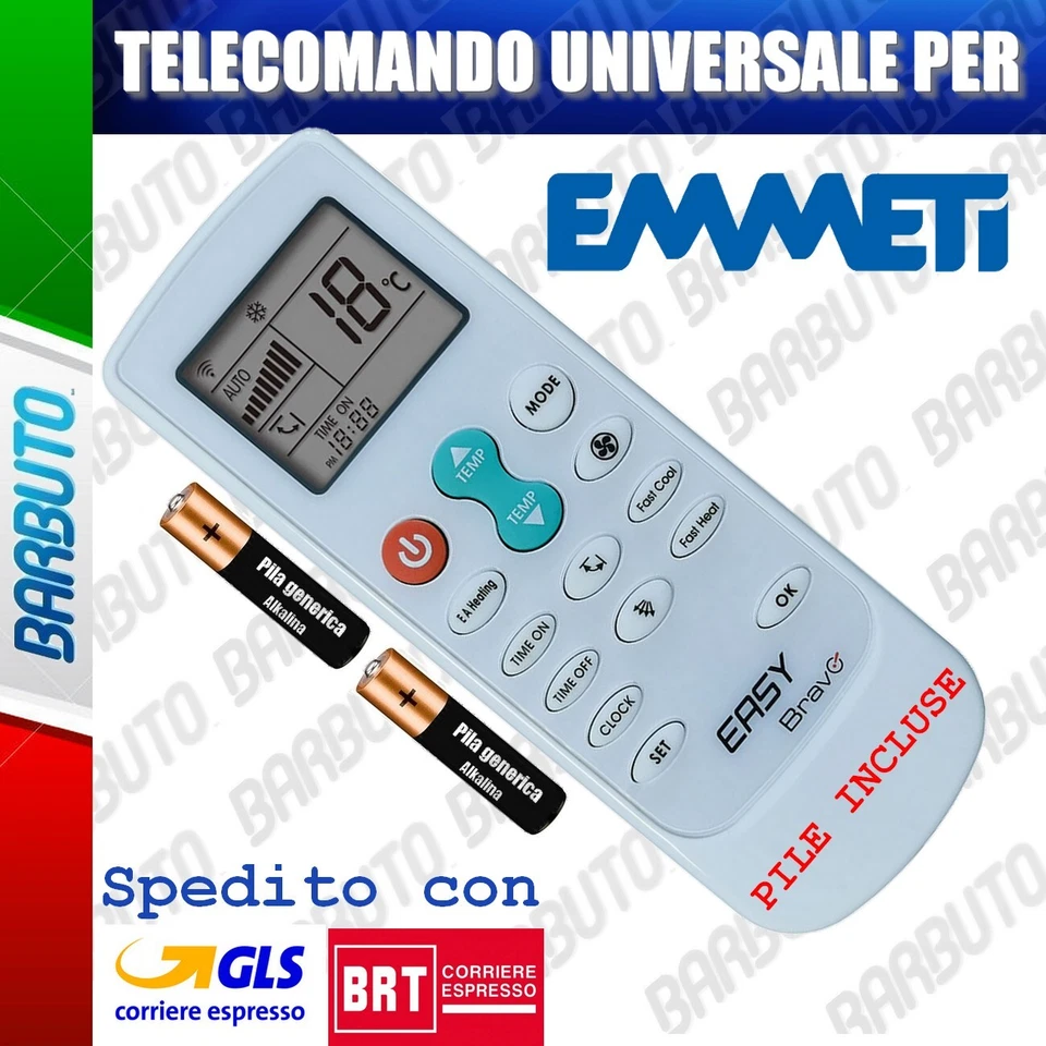 AFTERMARKET TELECOMANDO UNIVERSALE PER CLIMATIZZATORE CONDIZIONATORE EMMETI
