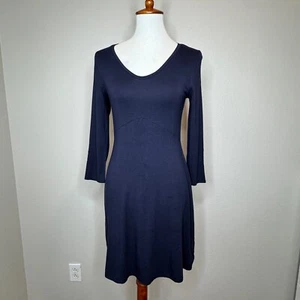 Vestido BODEN Cuello en V Ajuste y Acampanado Jersey Tejido 6R Azul Marino Mangas 3/4 Mini Informal - Imagen 1 de 10