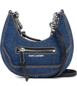 Bolso Bandolera Marc Jacobs Mini Media Luna Denim Cadena ~NUEVO CON ETIQUETAS~ - Imagen 1 de 6