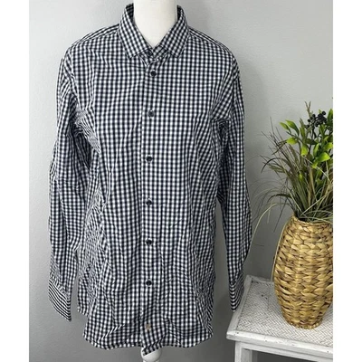 Camisa F/X Fusion Trend Para Hombres Botón Frontal Azul Blanco Geométrica Manga Larga M Foto 1 de 4