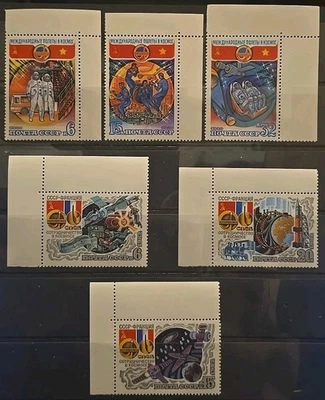 Soviet USSR Scott 4849-4851, 5059-5061 Interkosmos Space Flight 1980-1982 XF MNH - Image 1 of 3