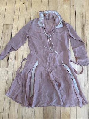 Antique 1920's Mauve And Ivory Silk Drop Waist Dress Authentic As Is - Image 1 of 4