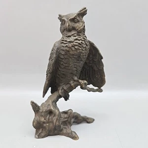 Vintage Avon Great Horned Owl 3.5" Bronze Figurine American Wildlife Collection - Picture 1 of 7