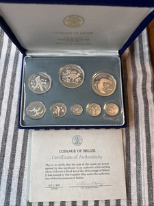 1974 coinage of belize sterling silver 8 coin set with coa. Franklin Mint Proof - Picture 1 of 3