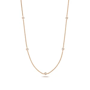 5 Flush Diamante Natural Collar 18ct Oro Rosa Contraste Británico Hecho - Imagen 1 de 4