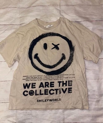 Boys 8/10 H&M Smileyworld Beige T-Shirt - Image 1 of 4