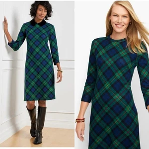 Talbots A Line Black Watch Tartan Dress Removable Collar NWT Size Plus Petite XP - Picture 1 of 11