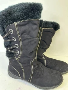 WEAR EVER BLACK FUR LINED SUEDE LEATHER KNEE BOOTS SIZE 8M ~ Excellent - Picture 1 of 9