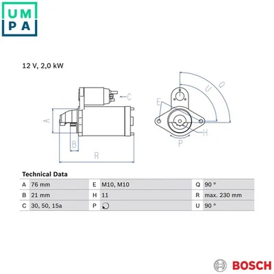 STARTER 0 986 022 880 FOR BMW 3/X5/SAV/E5/Convertible/E46/E8 7/E65/E66 X3/E83 - Image 1 of 4