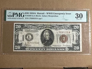 AWESOME Crisp Choice VF++ 1934 A $20 HAWAII Federal Reserve Note! PMG 30! TC61 - Picture 1 of 2
