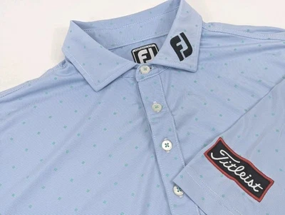 Titleist Footjoy Golf Shirt Mens LG Polo Blue Green Embroidered FJ Performance  - Image 1 of 4